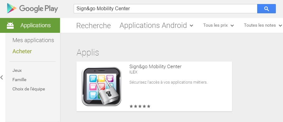 Applicatoin Sign&go Mobility Center disponible sur GooglePlay